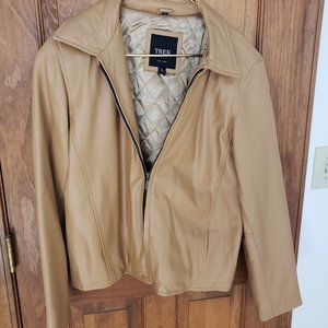 TREK New York Camel Color Leather Bomber Style Jacket